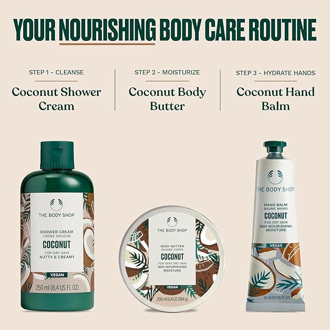 The Body Shop Coconut Shower Cream - Nutty and Creamy for Dry Skin - Vegan Body Wash, 8.4 Fl Oz