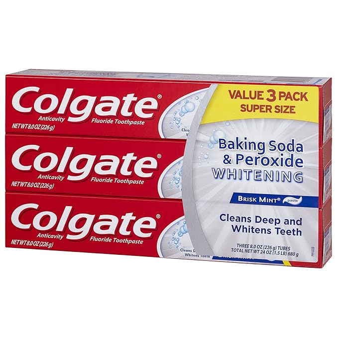 Colgate Baking Soda and Peroxide Whitening Toothpaste - 8 ounce (3 Pack)