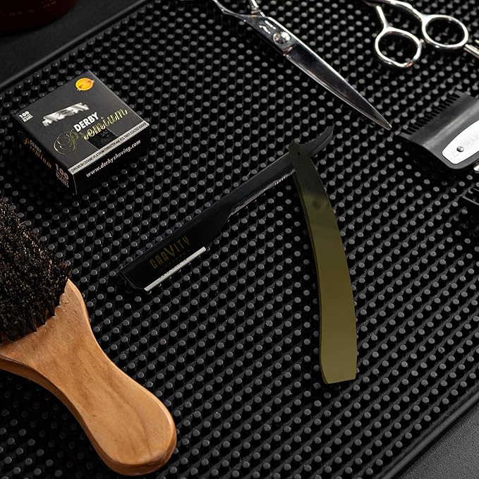 GRAVITY RAZORS Professional Straight Razor Kit – Ultra Exposure, Includes 10 Premium Blades, 2mm Exposed, Gold & Black