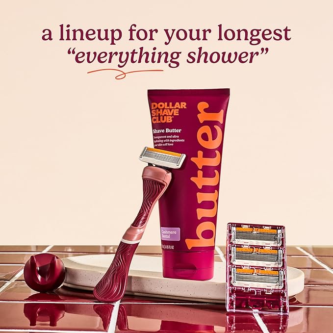 Dollar Shave Club for Women | Maroon Wavy Grip Handle 2 Pack | Lightweight, Ergonomic Handles for Every Curve, Corner, and Tricky Spot | Razors for Women, Womens Razors for Shaving