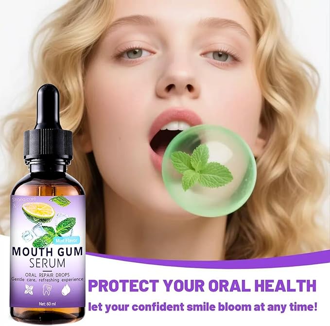 Gum Restore Drops, Gum Repair for Receding Gums, Stain Removal, Regrowth Treatment, Dry Mouth and Bad Breath Relief for Adults, Instant Fresh Breath, Oral Care Solution