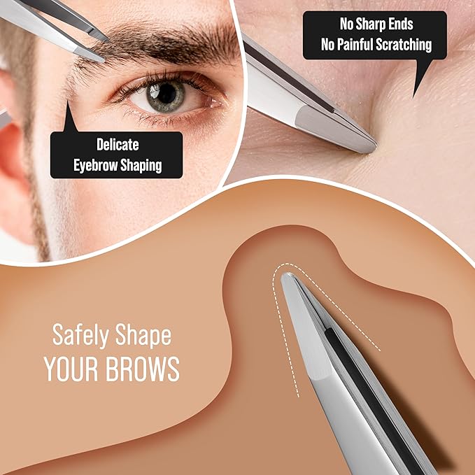 DUROX Precision 4-Piece Tweezer Set 1. Safety Tweezers for Facial Hair Removal for Women 2. Pointed Tip for Ingrown Hairs & Splinters 3. Precision Slant for Eyebrows 4. Classic Slant. Stainless Steel