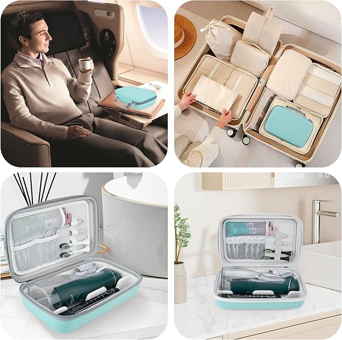Water Flosser Travel Case, Portable Oral Irrigator Organizer, Sturdy Storage Case for Flosser, Electric Toothbrush, Toothpaste and Irrigator Accessories (Case Only) - Green