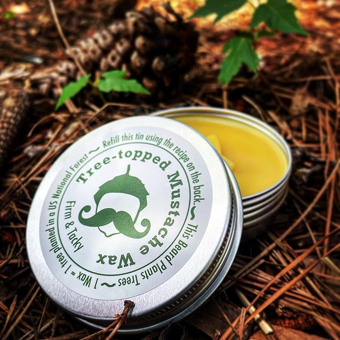 Tree-Topped Mustache Wax for Men – Firm & Tacky Hold with Natural Beeswax & Hempseed Oil – Styles, Shapes & Controls 2 Ounce (Pack of 1)