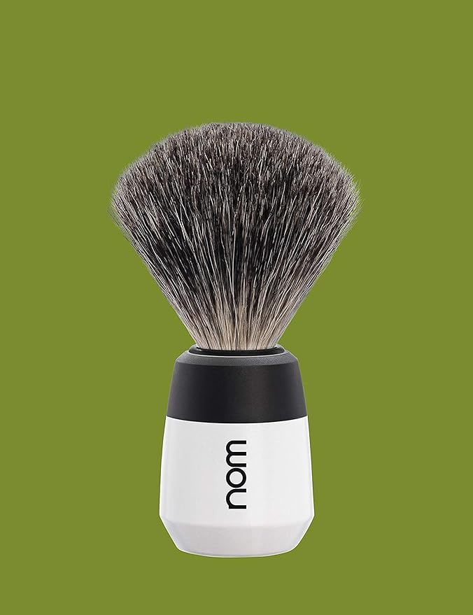 Nom Max Pure Badger Shaving Brush, White
