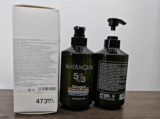 Ginger Hair Growth Shampoo, Thickening Shampoo 473 ml(16 fl.oz), For All Hair Types, with Herbal Essential Oils and Plant Extracts for Thinning Hair for Women and Men