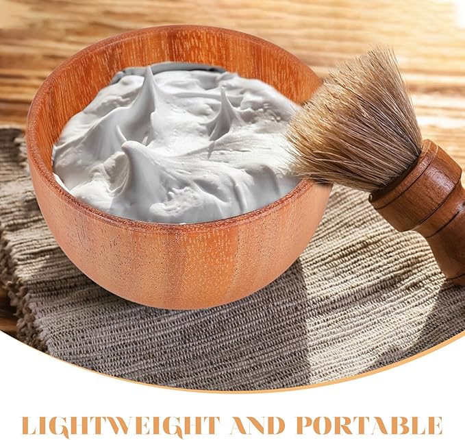 NOLITOY Wood Shaving Soap Bowl for Men, Small Reusable Wooden Shave Bowl with Lid, Shaving Cream Dish for Travel and Bathroom Beard Care