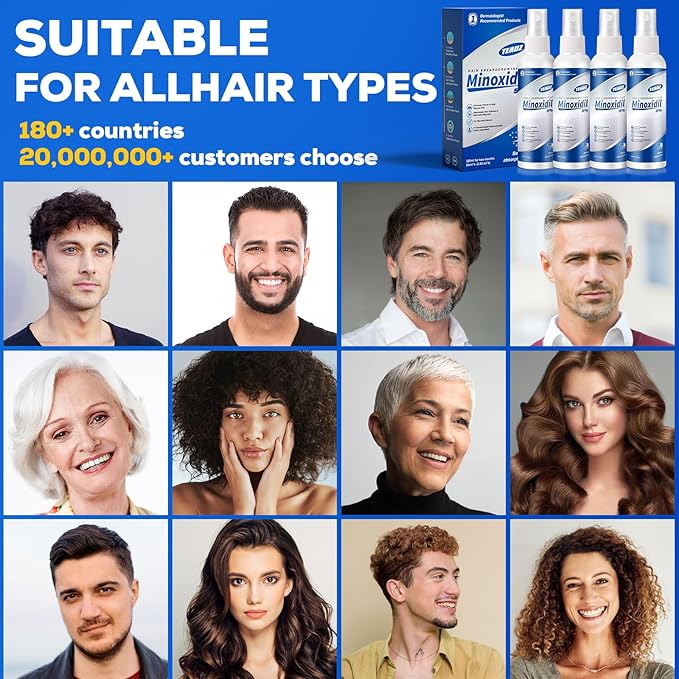 5% Minoxidil for Men and Women,Minoxidil hair growth products,Intense Hair Growth Serum,May Promote Faster, Stronger, Thicker Hair Growth to Fight Hair Loss and Thinning Hair(2.82 oz*4)