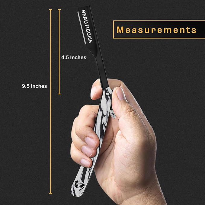 BEAUTICONE® Straight Razors for Men – Professional Barber Straight Edge Razor Kit with Replaceable Single Edge Blades - Navajas Para Barbero - Pouch Gift Box 1.2 mm Exposed for Close Shave Ultra Light