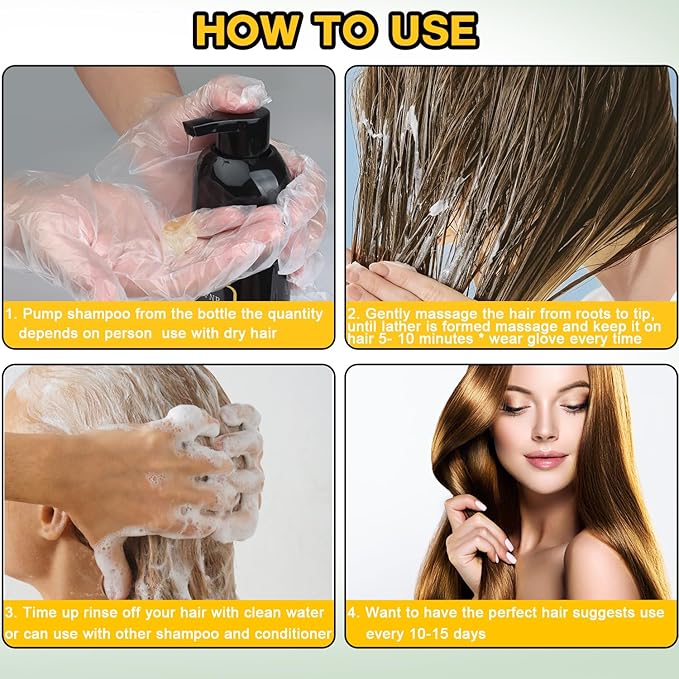 Hair Dye Shampoo 3 in 1 for Gray Hair, Herbal Ingredients Natural Shampoo Hair Dye for Women Men (Chestnut Brown)