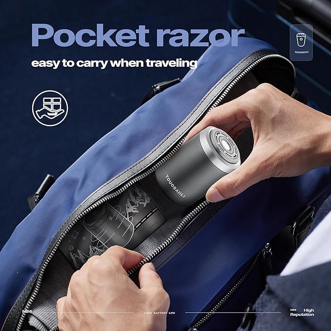 Electric Foil Shaver for Men, IPX7 Waterproof Cordless Razor – Mini Travel Shaver for Face & Body, USB-C Fast Charging, Wet/Dry Shower Use, Portable Electric Razor for Sensitive Skin