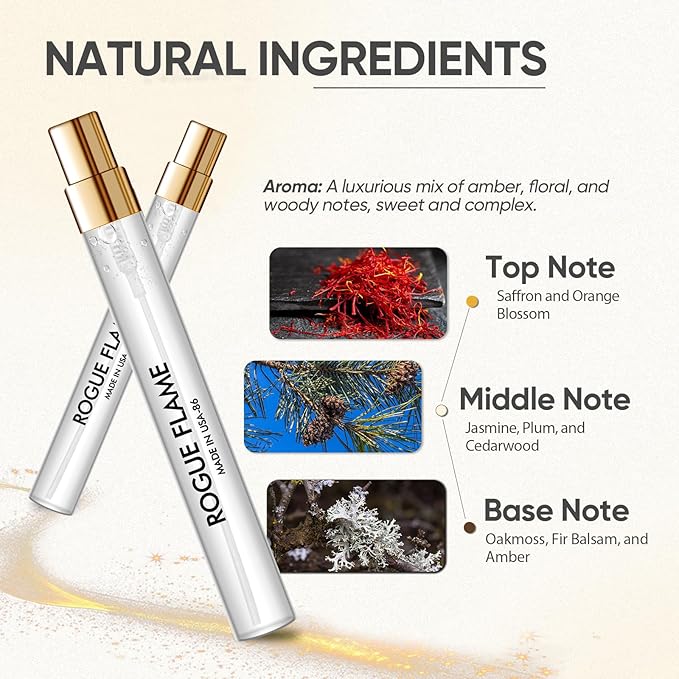 Perfume Oil for Women Men Saffron Amber Long Lasting Eau De Parfum Cologne Body Oil Travel Size 0.4oz/12 mL
