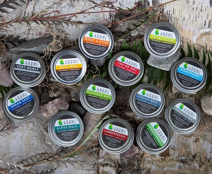 Aromi Solid Cologne for Men | Cashmere Woods, Musk Scent, Powdery Fragrance, Travel, Alcohol-Free, Concentrated, Wax-Based, Gift (Lumbersexual)
