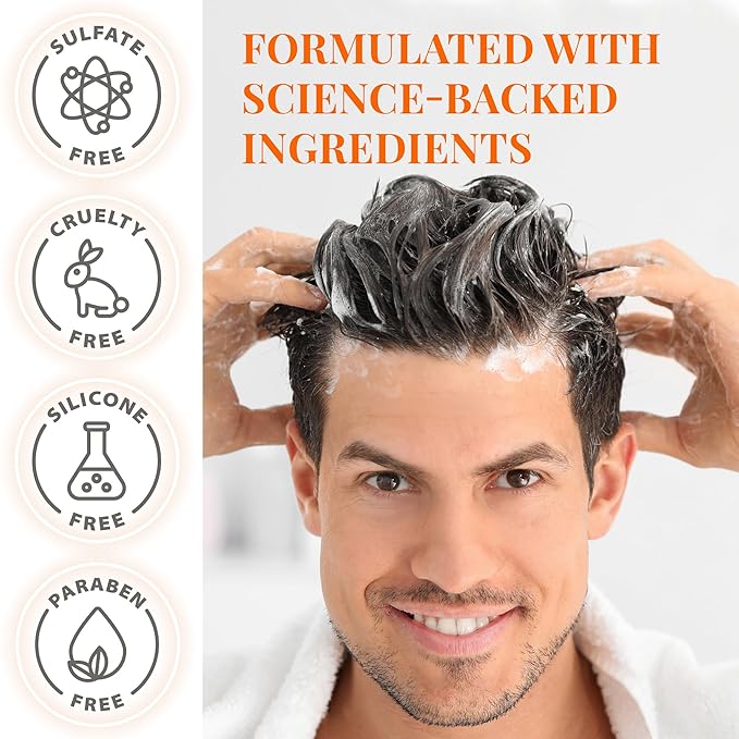 Biotin Hair Growth Shampoo for Men and Women - Thickening Treatment for Thinning Hair - Natural and Vegan DHT Blocker for Hair Loss - Caffeine, Saw Palmetto, Niacin, Argan Oil