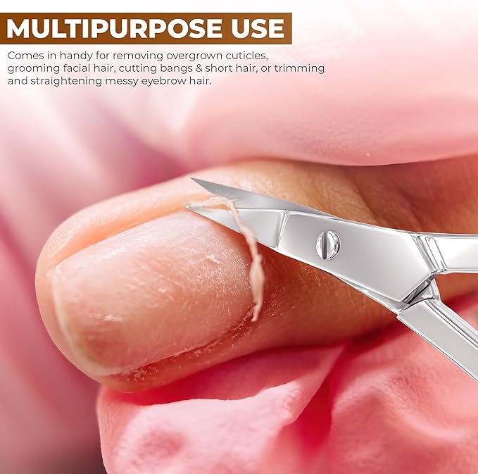 Utopia Care Eyebrow Scissors, Professional Stainless Steel Small Shears for Men and Women Cuticle Nail Scissors, Nose Hair Scissors for Grooming Mustache, Beard, Eyelashes, Ear Hair Trimming, Silver