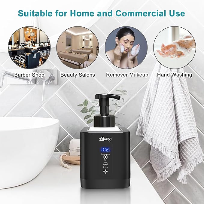Hot Lather Machine for Shaving, Professional Lather Maker for Men Face Shaving, Large Capacity Shaving Foam Machine for Home Use Salon Barber Shop, with 2 Foam Bottle, ℃/℉ Switchable Display