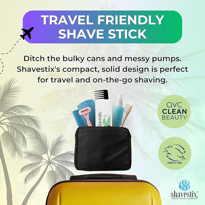 Shavestix Shaving Cream Stick 2.75 Oz - Stocking Stuffers Travel Size Toiletries for Women | 5x Lasting Coconut Milk Shave Stick Roll on for All Skins | Razor Friendly Unisex Hair Removal Cream Bar