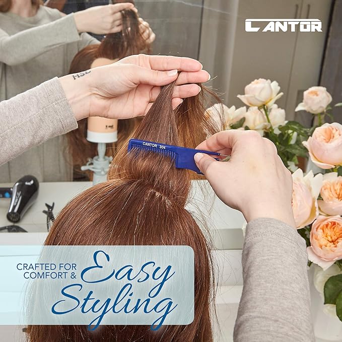 Lift Teasing Comb and Hair Pick - 2 Pack Stainless Steel - Chemical and Heat Resistant Detangler - Anti Static Comb For All Hair Types - By Cantor
