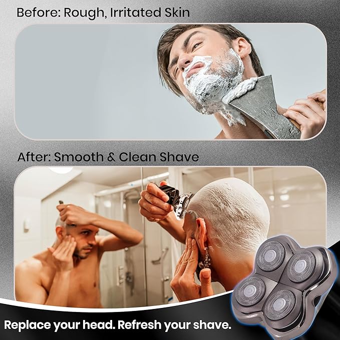 2 Pack Pro 4 Shaver Replacement Heads for Pitbulls Shaver Gold PRO, Silver PRO, Platinum PRO, Floating 4 Heads for a Fast, Close and Smooth Shave