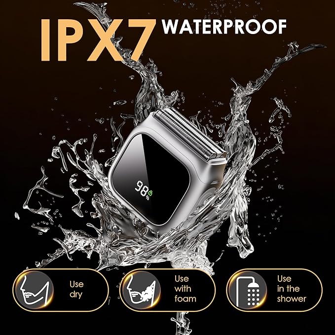 NXB Electric Razor for Men,Innovative Mirror-Like Design,Beard Trimmer for Men with 20,000 RPM Motor,LED Display,3 Floating Blades,IPX7 Waterproof,Men's Foil Shavers - Perfect for Travel & Home Use