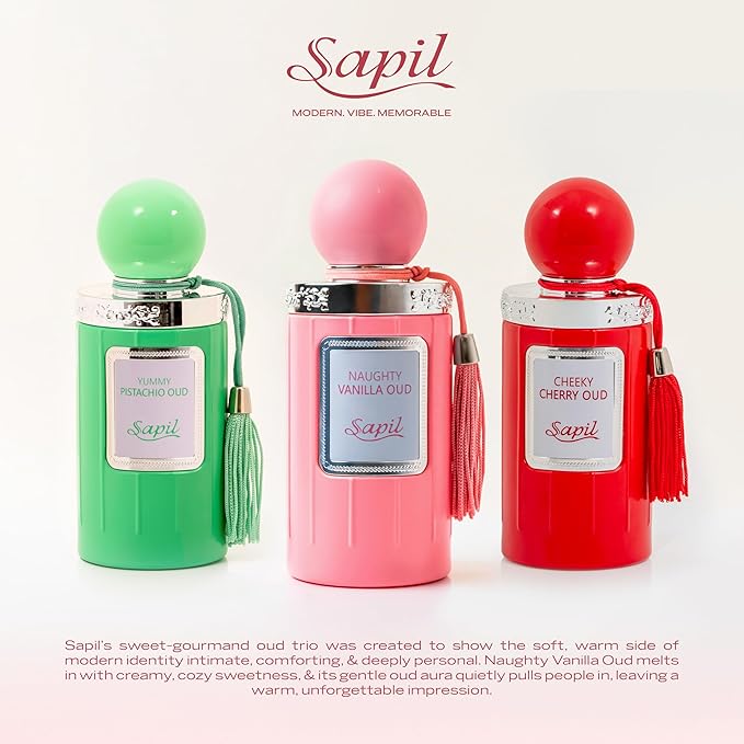 Sapil Naughty Vanilla Oud Eau de Parfum – Long Lasting Unisex Gourmand Perfume | Vanilla, Honey & Amber Notes | Sweet Warm Oud Fragrance | 3.4 oz / 100ml