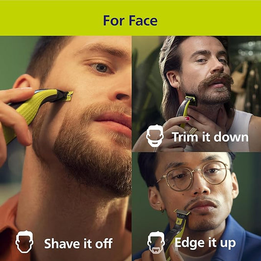Norelco Philips OneBlade 360 Hybrid Face, Electric Beard Trimmer and Shaver, with 360 Blade Technology, 1x 360 Blade for Face, 5in1 Adjustable Comb, Model QP2724/90