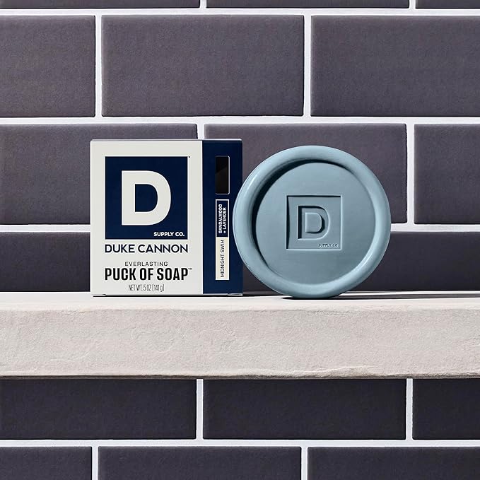 Duke Cannon Everlasting Puck Soap – Midnight Swim & Sawtooth 2-Pack Set, Rounded Men’s Bar Soap with Masculine Scents, 5 oz (4 Pack)