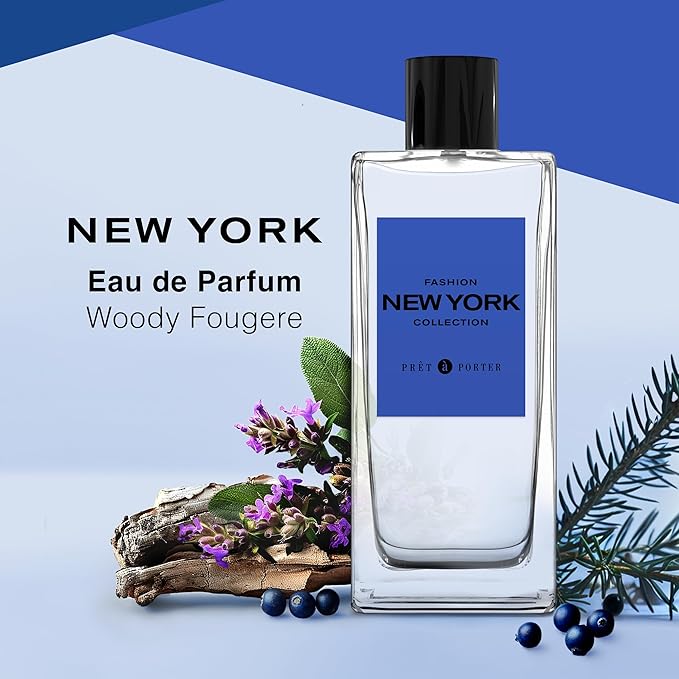 Pret à Porter City Collection New York Eau de Parfum 3.4 fl oz (Pack of 2), Notes of Juniper Berries, Wood, and Cedarwood, Men's Fragrance, Long Lasting, Everyday Fragrance, Travel Size