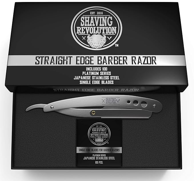 Straight Edge Barber Razor for Close Shaving - Professional Straight Blade Razor for Men with 100 Single Edge Blades- Mens Straight Razor Kit (Pack of 2)