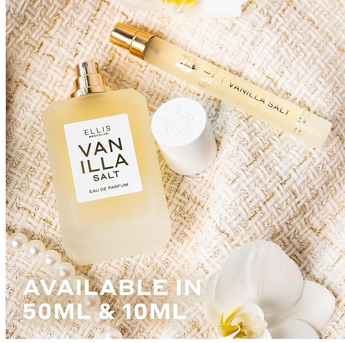 Ellis Brooklyn VANILLA SALT Eau de Parfum Travel Spray 0.33oz / 10ml - Gourmand Vanilla Perfume with Sea Salt, Luminous Musk, and Jasmine- Clean, Vegan, Cruelty-Free, Long Lasting Perfumes for Women