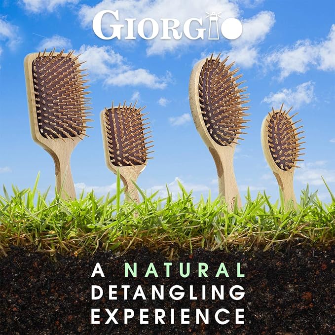 Giorgio GBRD1 Small Travel Men's Mustache and Beard Brush, Natural Boar Bristle for Flawless Shaping and Grooming. Ergonomic Grip Wood Handle. Dry or Wet, Distributes Oils and Balms to Soften Beard