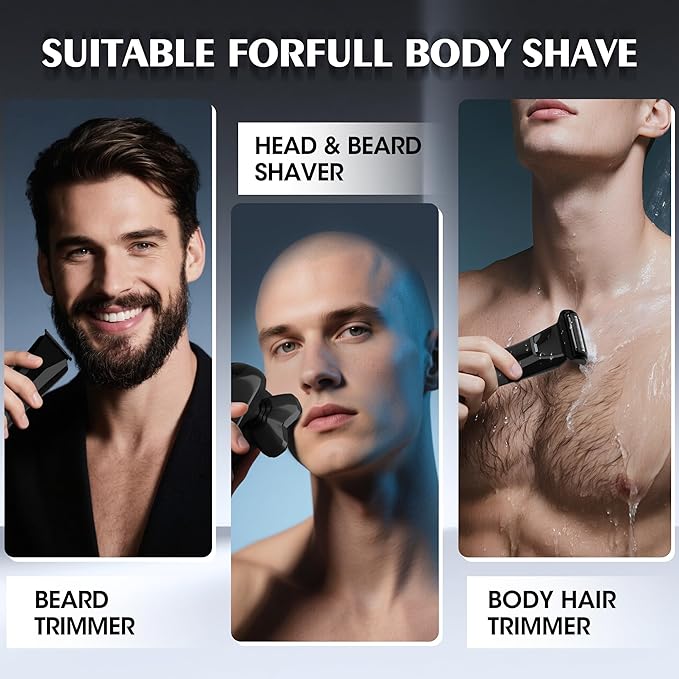 Karrte Manscape 5 in 1 Men's Grooming Kit, Beard Trimmer for Men, Groin & Body Hair Trimmer, Nose & Ear Hair Clippers, 5D Electric Razors, IPX7 Waterproof, LED Display with Travel Lock