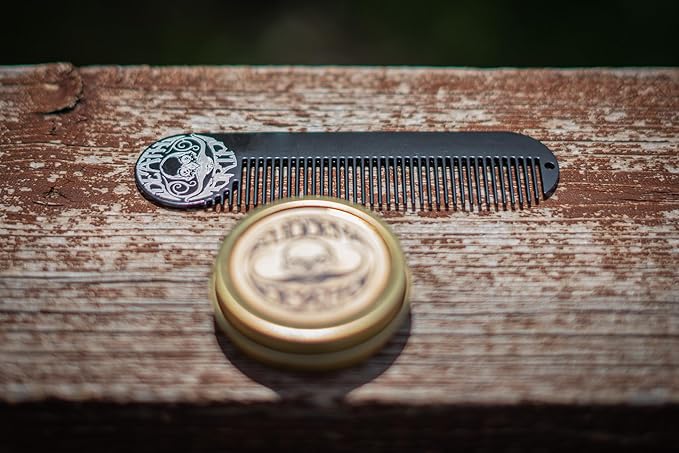 Mustache & Beard Comb Or Fine Tooth Moustache Pocket Metal Powder Coated Black Keychain Comb For Men - 5 x 1.25 Inches by Death Grip (Large)