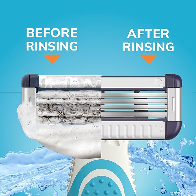 BIC EasyRinse Sensitive Anti-Clogging Men's Disposable Razors, Clinically Proven for Sensitive Skin, Shaving Razors With 4 Blades, 2 Count