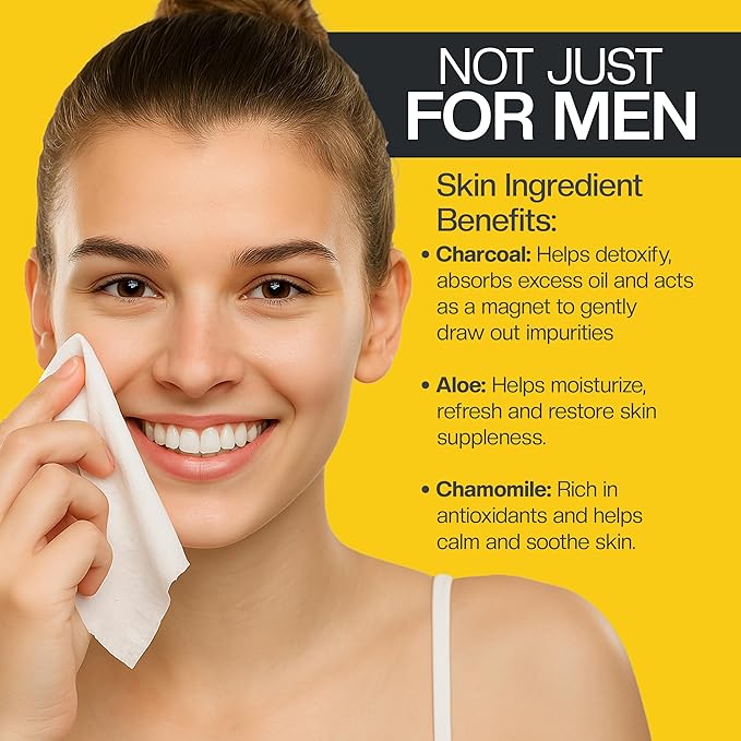 Face & Body Cleansing Wipes - Charcoal, Cooling, Refreshing, Energizing (120 Ct.)