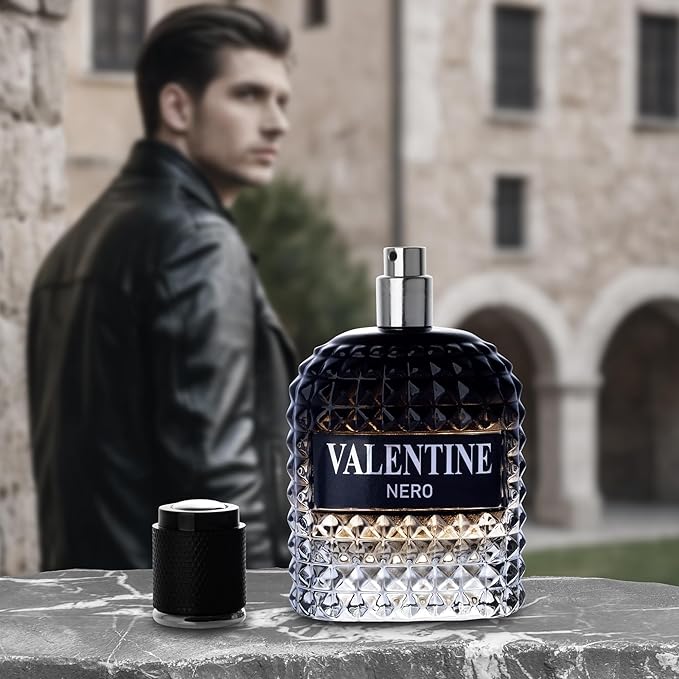 Valentine Nero for Men - Woody Aromatic Fragrance with Floral and Mineral Notes - Masculine Scent - 100ml