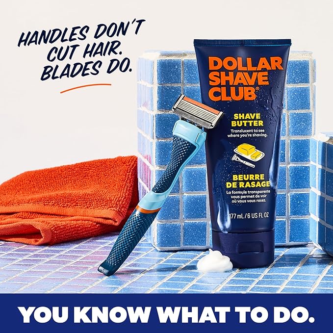Dollar Shave Club | Razor Handle (2 Pack) Blue | Replacement Razor Blade Handles