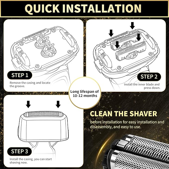 ES9013 Replacement Blades and Foil Compatible with Panasonic ARC3 Electric Razor for Men,Outer Foil and Inner Blade Set WES9013PC, 3-Blade shavers ES-LL41-K, ES81035 (2-Pack)