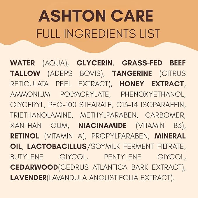 Beef Tallow for Skin and Face Moisturizer Cream – Grass-Fed Beef Tallow + Glycerin with Honey & Citrus Notes | Natural Hydrating Face & Body Cream for Smooth, Soft & Healthy-Looking Skin | 4.23 oz