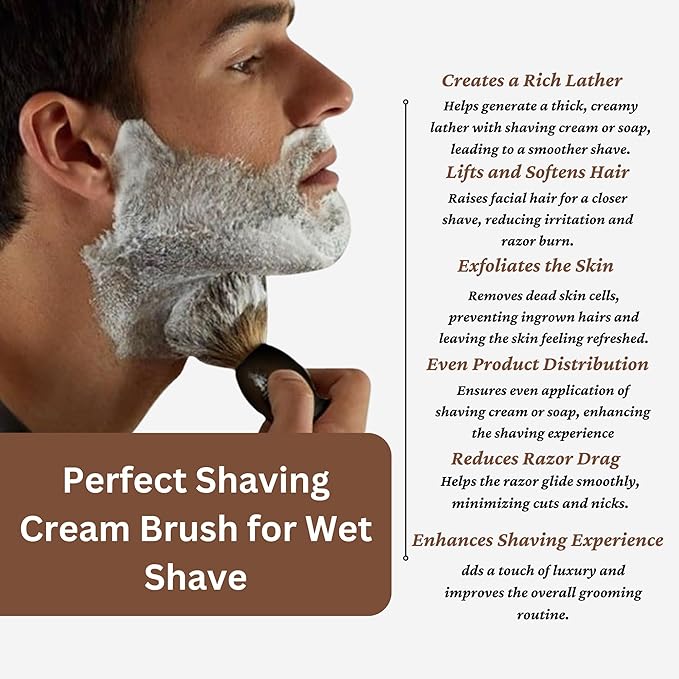 Premium Badger Shaving Brush for Men – Soft Bristles & Wood Handle | Perfect Shaving Cream Brush for Wet Shave | Luxury Gift for Men, Dad & Boyfriend, Black