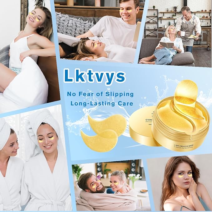 Gold Eye Patches 2-Pack (120 PCS) - Anti-Wrinkle & Firming Under Eye Gel Mask, Instantly Brighten Dark Circles, Luxury Collagen Treatment for Women, Wrinkle Patches for Eye Area
