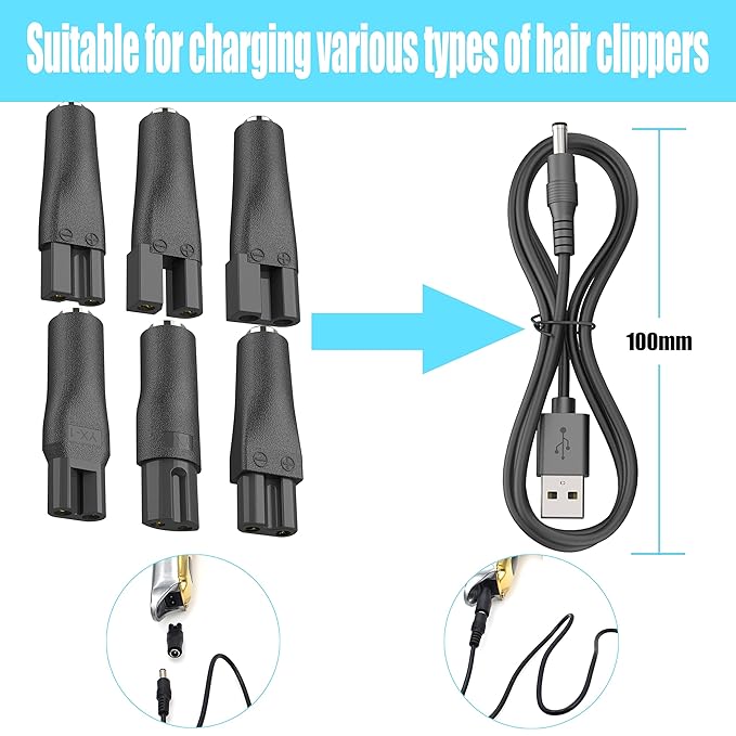 9 PCS 5V Replacement Charger USB Power Cord Adapter Compatible with Various Types of Hair Clippers, Beard Trimmers, Shavers, Beauty Instruments,Electric Hairdressers, Desk Lamps,HQ8505 Charging Cable