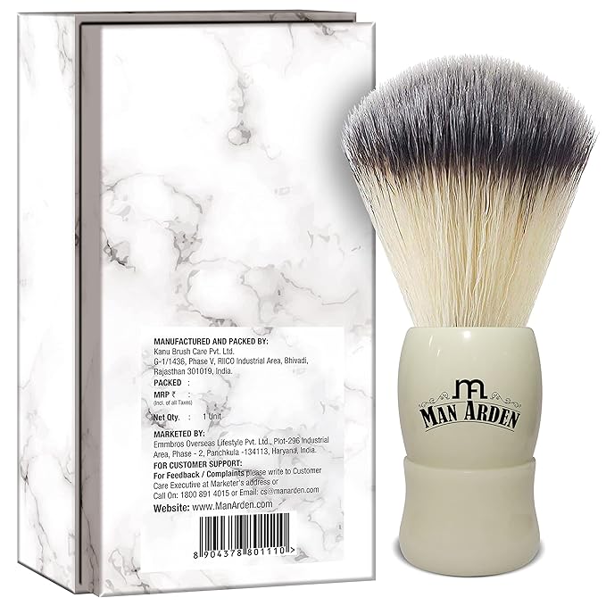 Man Arden Royal White Premium Shaving Brush With Ultra Soft & Absorbent Bristles & Long Handle | Cruelty Free | For A Smooth Shave