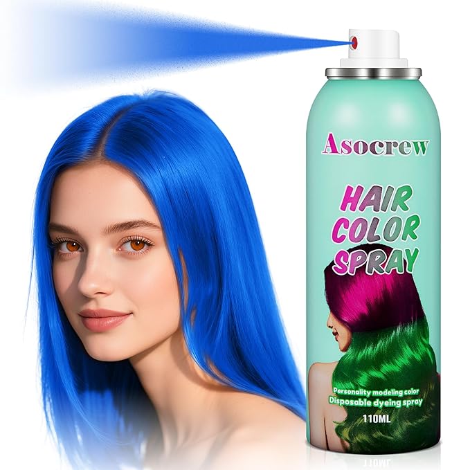 Blue Hair Spray,Hair Color Spray Dye,Temporary Hair Color Dye for Kids Women Men,Hairspray Color Pomades,Washable Color HairSpray for Party, Cosplay,Halloween,Christmas. (Blue)