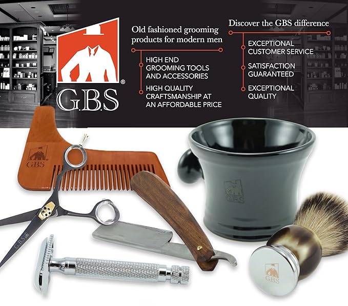 G.B.S 5 Blade Compatible Razor for Men, Shaving Kit for Men, Includes 1 Handle, 1 Razor Refill Cartridge (Horn Chrome)