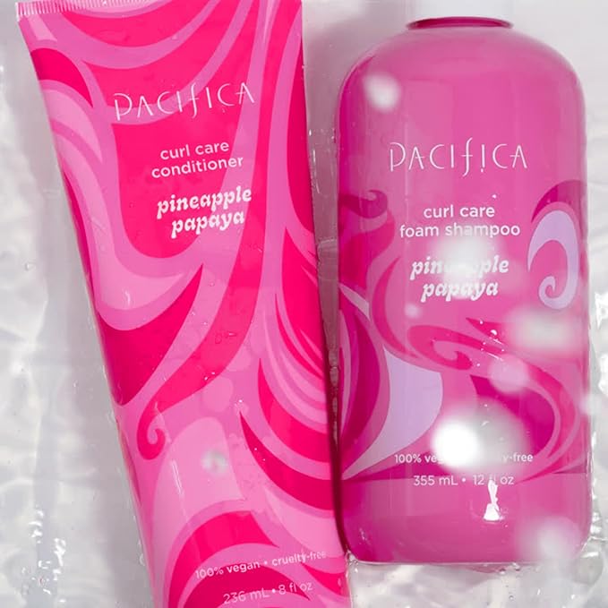 Pacifica Pineapple Papaya Curl Care Conditioner – Deep Moisture for Curly & Coily Hair, Defines Curls & Tames Frizz, Vegan & Silicone Free Clean Beauty, Vegan Cruelty-Free Dermatologist Tested