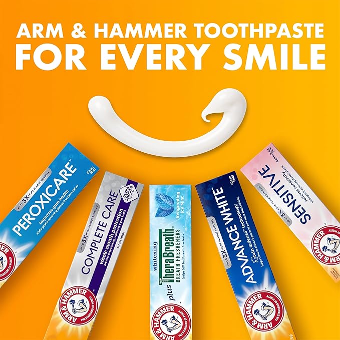 ARM & Hammer Toothpaste Plus TheraBreath Breath Fresheners, ICY Mint Flavor, Teeth Whitening Toothpaste, Anticavity Fluoride for Bad Breath, 5.5 Oz (Pack of 2)