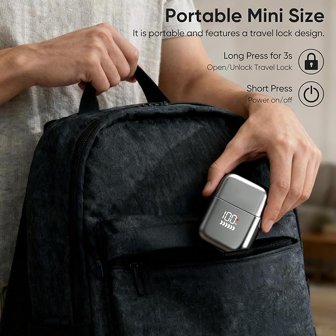 Foil Shavers for Men, Electric Shavers for Men Face, Pocket Shaver USB Mini Shavers for Men, Electric Foil Shavers with Type C Rechargeable and LED Display, IPX7 Waterproof for Travel & Home