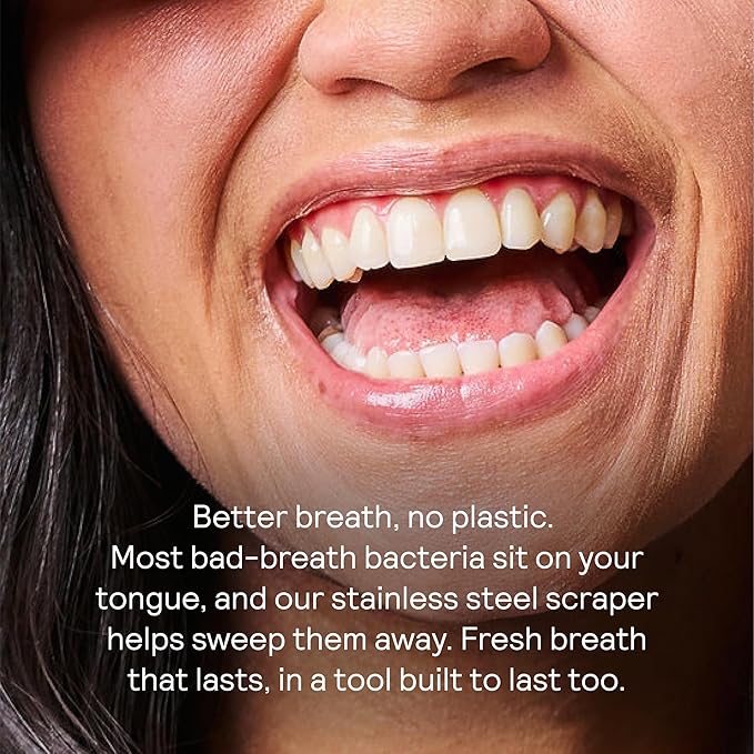 HUPPY Stainless Steel Tongue Cleaner – Reusable Tongue Scraper for Fresh Breath & Oral Hygiene | Durable Zero-Waste Tool, Removes Tongue Coating, Easy to Clean