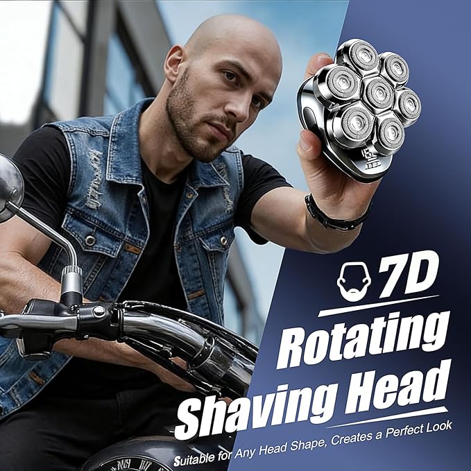 7 Head Floating Shaver Replacement Heads for Freebird Head Shaver for Bald Men, Universal Magnetic 7D Head Shavers for SHPAVVER/Wyklaus/Cyruzi Shaver Head,3Pack